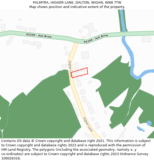 PALMYRA, HIGHER LANE, DALTON, WIGAN, WN8 7TW: Location map and indicative extent of plot