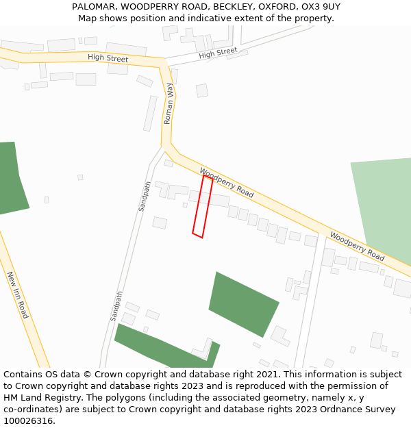 PALOMAR, WOODPERRY ROAD, BECKLEY, OXFORD, OX3 9UY: Location map and indicative extent of plot