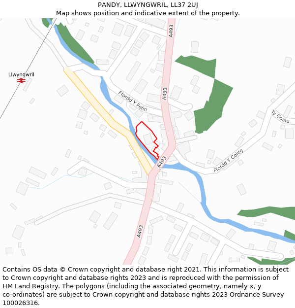 PANDY, LLWYNGWRIL, LL37 2UJ: Location map and indicative extent of plot