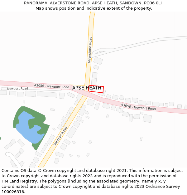 PANORAMA, ALVERSTONE ROAD, APSE HEATH, SANDOWN, PO36 0LH: Location map and indicative extent of plot