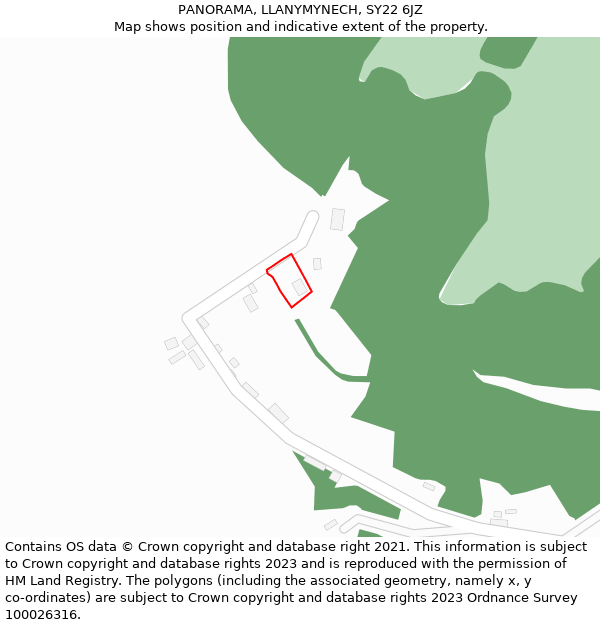 PANORAMA, LLANYMYNECH, SY22 6JZ: Location map and indicative extent of plot
