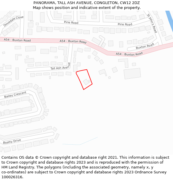 PANORAMA, TALL ASH AVENUE, CONGLETON, CW12 2DZ: Location map and indicative extent of plot