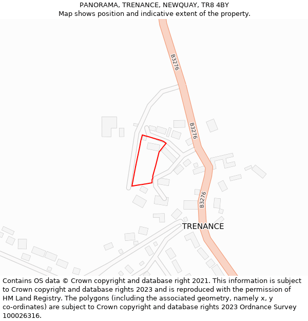 PANORAMA, TRENANCE, NEWQUAY, TR8 4BY: Location map and indicative extent of plot