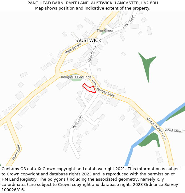 PANT HEAD BARN, PANT LANE, AUSTWICK, LANCASTER, LA2 8BH: Location map and indicative extent of plot