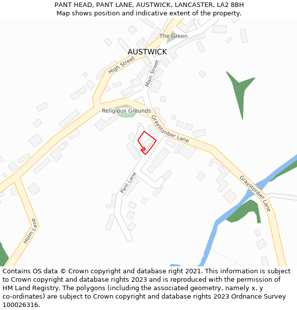 PANT HEAD, PANT LANE, AUSTWICK, LANCASTER, LA2 8BH: Location map and indicative extent of plot