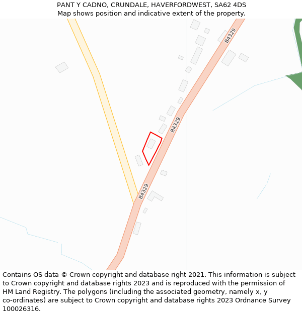 PANT Y CADNO, CRUNDALE, HAVERFORDWEST, SA62 4DS: Location map and indicative extent of plot