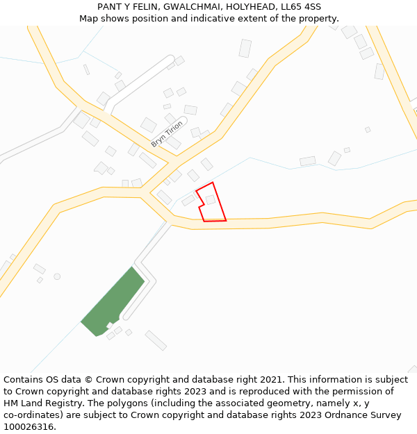 PANT Y FELIN, GWALCHMAI, HOLYHEAD, LL65 4SS: Location map and indicative extent of plot