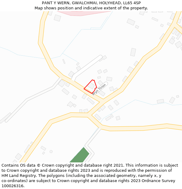 PANT Y WERN, GWALCHMAI, HOLYHEAD, LL65 4SP: Location map and indicative extent of plot