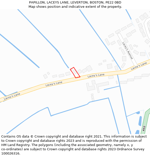 PAPILLON, LACEYS LANE, LEVERTON, BOSTON, PE22 0BD: Location map and indicative extent of plot