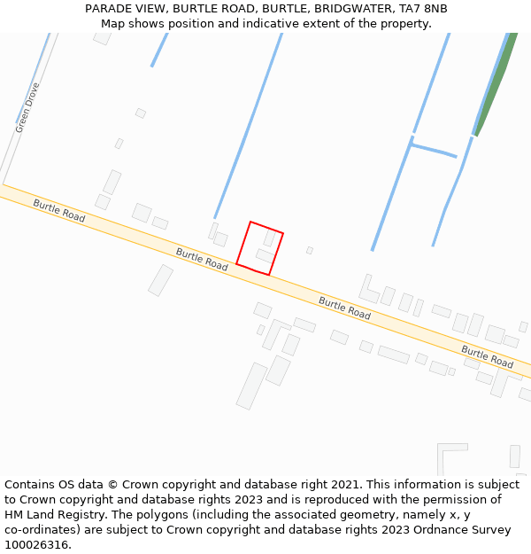 PARADE VIEW, BURTLE ROAD, BURTLE, BRIDGWATER, TA7 8NB: Location map and indicative extent of plot