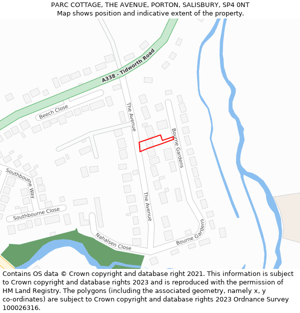 PARC COTTAGE, THE AVENUE, PORTON, SALISBURY, SP4 0NT: Location map and indicative extent of plot