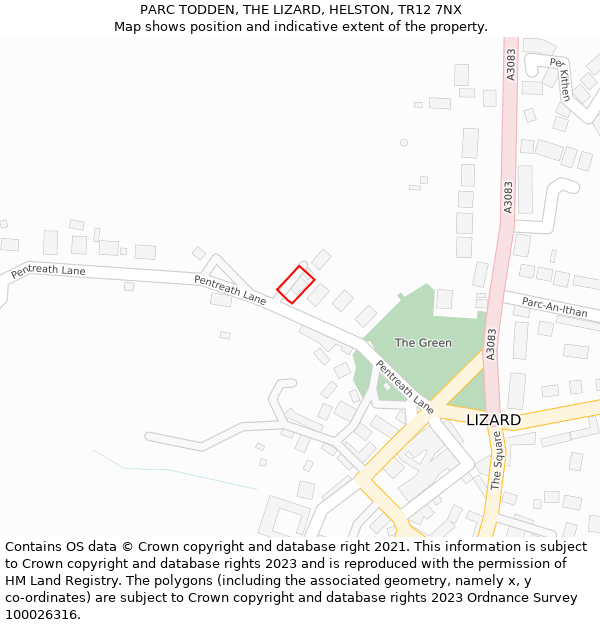 PARC TODDEN, THE LIZARD, HELSTON, TR12 7NX: Location map and indicative extent of plot