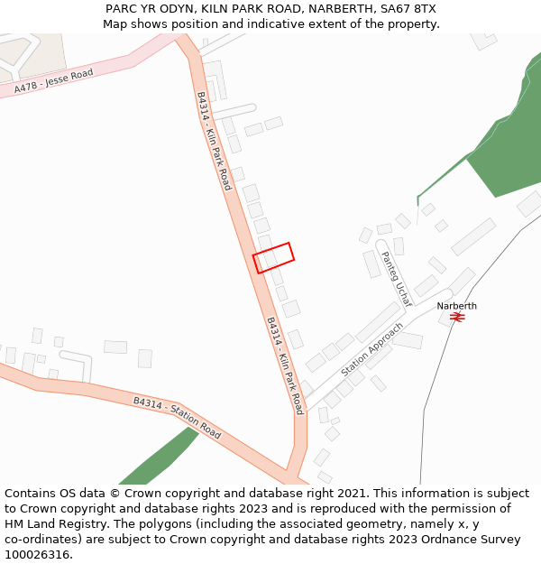 PARC YR ODYN, KILN PARK ROAD, NARBERTH, SA67 8TX: Location map and indicative extent of plot