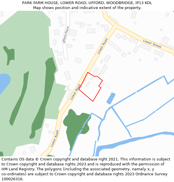 PARK FARM HOUSE, LOWER ROAD, UFFORD, WOODBRIDGE, IP13 6DL: Location map and indicative extent of plot