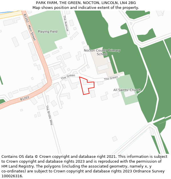 PARK FARM, THE GREEN, NOCTON, LINCOLN, LN4 2BG: Location map and indicative extent of plot