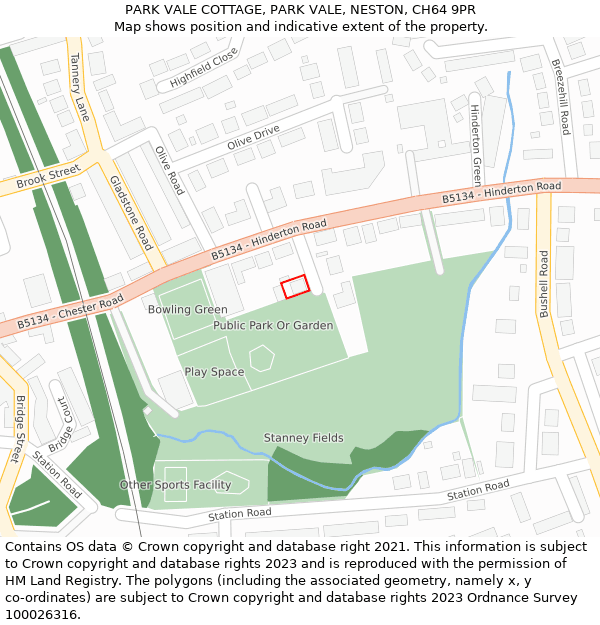 PARK VALE COTTAGE, PARK VALE, NESTON, CH64 9PR: Location map and indicative extent of plot