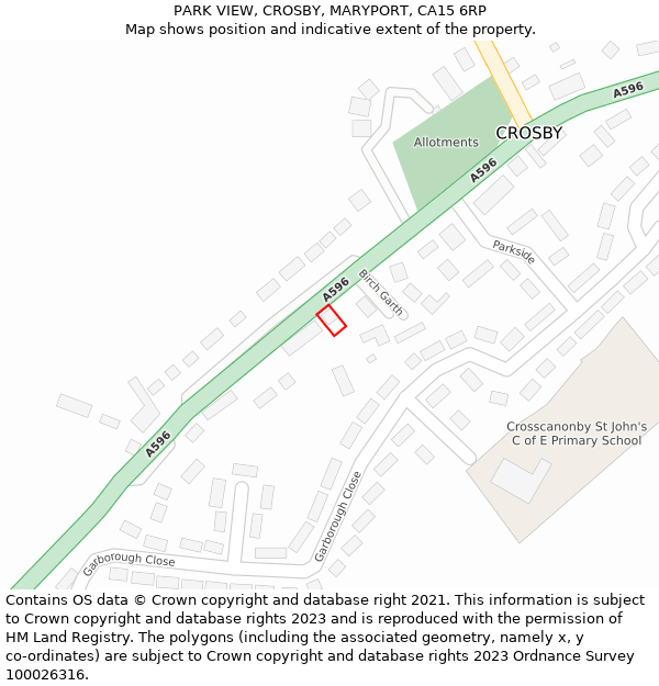 PARK VIEW, CROSBY, MARYPORT, CA15 6RP: Location map and indicative extent of plot