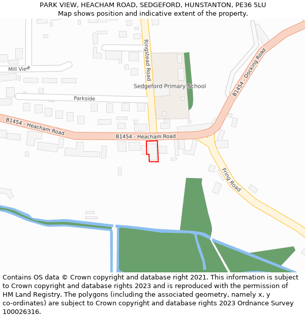 PARK VIEW, HEACHAM ROAD, SEDGEFORD, HUNSTANTON, PE36 5LU: Location map and indicative extent of plot