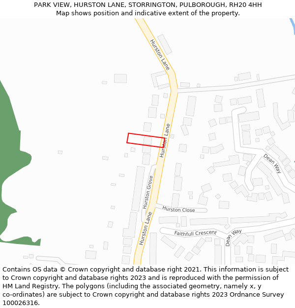 PARK VIEW, HURSTON LANE, STORRINGTON, PULBOROUGH, RH20 4HH: Location map and indicative extent of plot