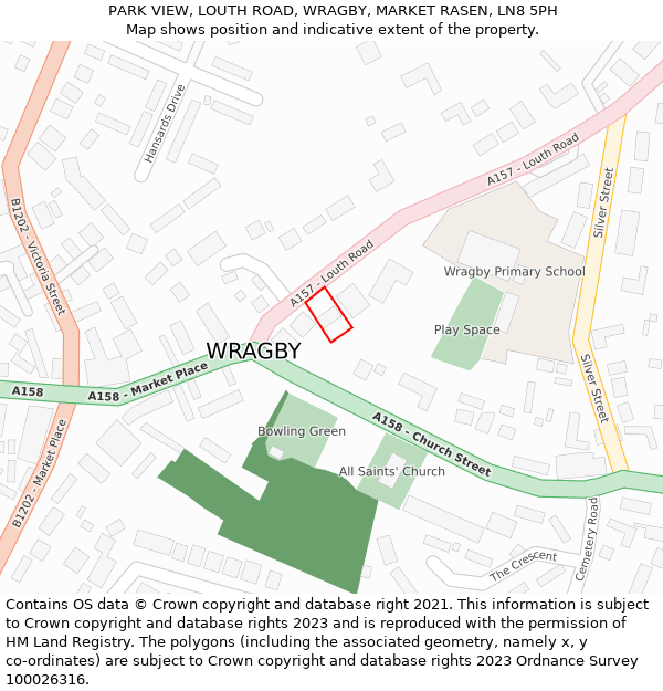 PARK VIEW, LOUTH ROAD, WRAGBY, MARKET RASEN, LN8 5PH: Location map and indicative extent of plot