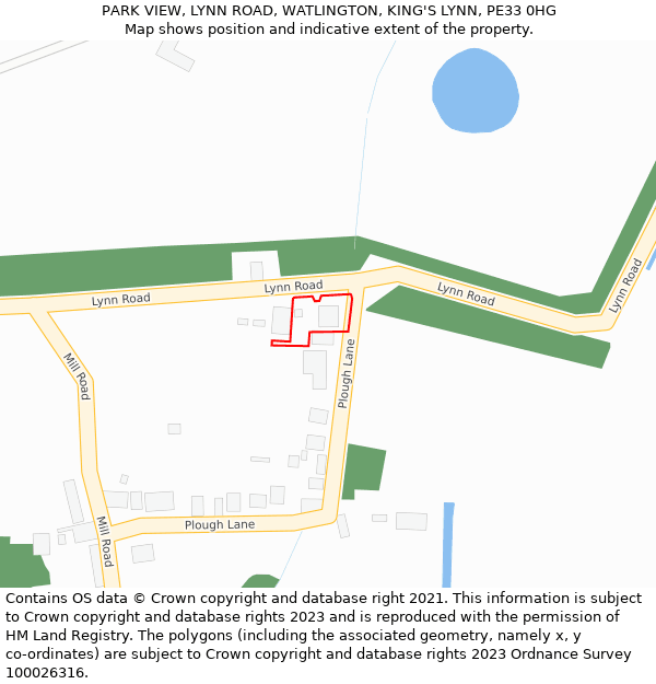 PARK VIEW, LYNN ROAD, WATLINGTON, KING'S LYNN, PE33 0HG: Location map and indicative extent of plot