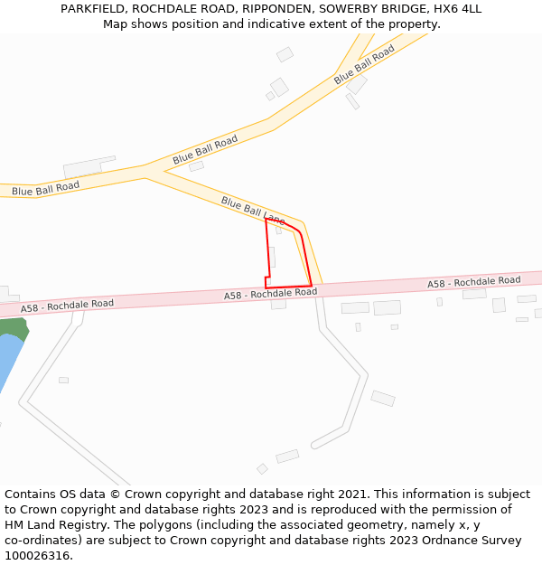 PARKFIELD, ROCHDALE ROAD, RIPPONDEN, SOWERBY BRIDGE, HX6 4LL: Location map and indicative extent of plot