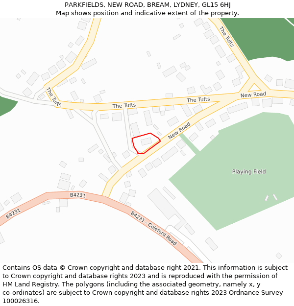 PARKFIELDS, NEW ROAD, BREAM, LYDNEY, GL15 6HJ: Location map and indicative extent of plot