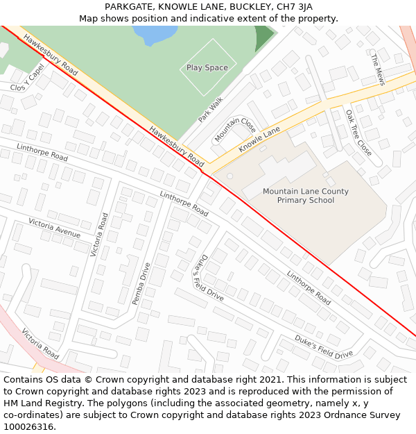 PARKGATE, KNOWLE LANE, BUCKLEY, CH7 3JA: Location map and indicative extent of plot