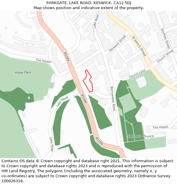 PARKGATE, LAKE ROAD, KESWICK, CA12 5DJ: Location map and indicative extent of plot