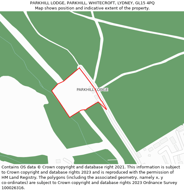 PARKHILL LODGE, PARKHILL, WHITECROFT, LYDNEY, GL15 4PQ: Location map and indicative extent of plot