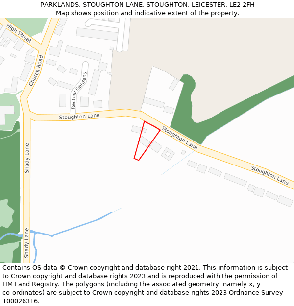 PARKLANDS, STOUGHTON LANE, STOUGHTON, LEICESTER, LE2 2FH: Location map and indicative extent of plot