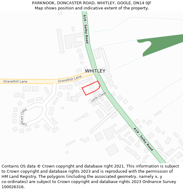 PARKNOOK, DONCASTER ROAD, WHITLEY, GOOLE, DN14 0JF: Location map and indicative extent of plot