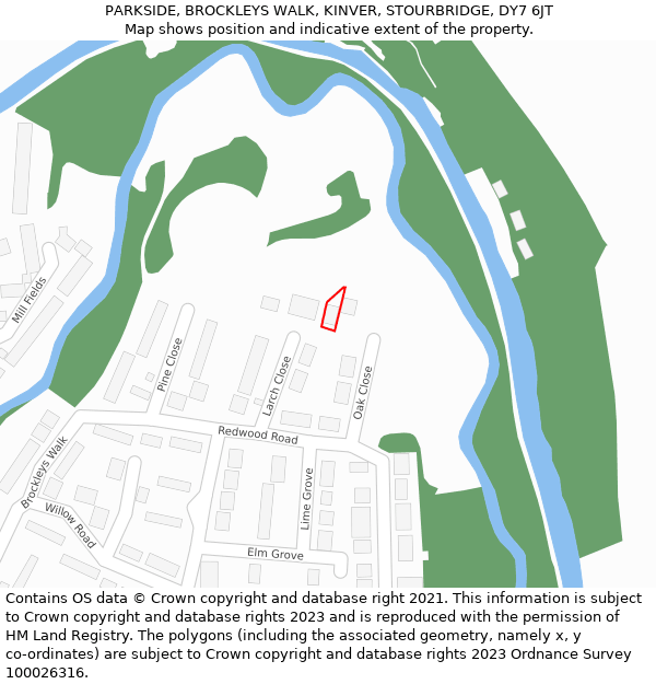 PARKSIDE, BROCKLEYS WALK, KINVER, STOURBRIDGE, DY7 6JT: Location map and indicative extent of plot
