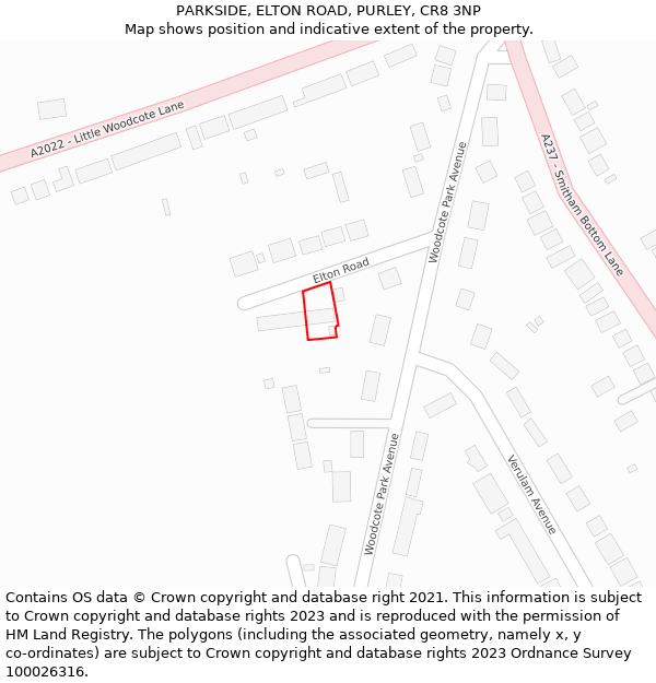 PARKSIDE, ELTON ROAD, PURLEY, CR8 3NP: Location map and indicative extent of plot