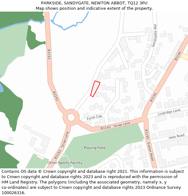 PARKSIDE, SANDYGATE, NEWTON ABBOT, TQ12 3PU: Location map and indicative extent of plot