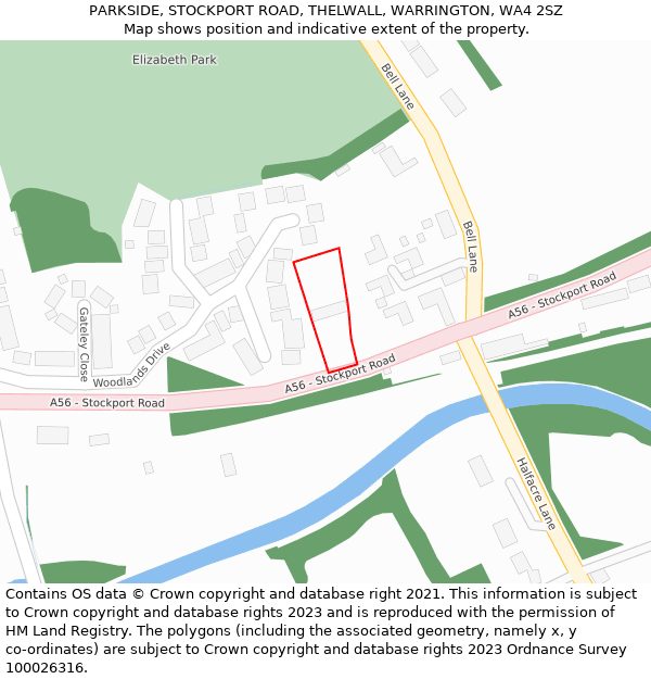 PARKSIDE, STOCKPORT ROAD, THELWALL, WARRINGTON, WA4 2SZ: Location map and indicative extent of plot