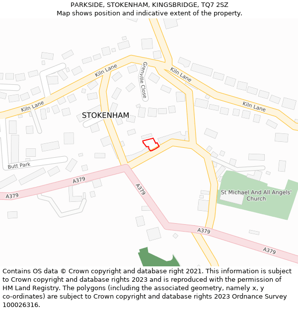 PARKSIDE, STOKENHAM, KINGSBRIDGE, TQ7 2SZ: Location map and indicative extent of plot