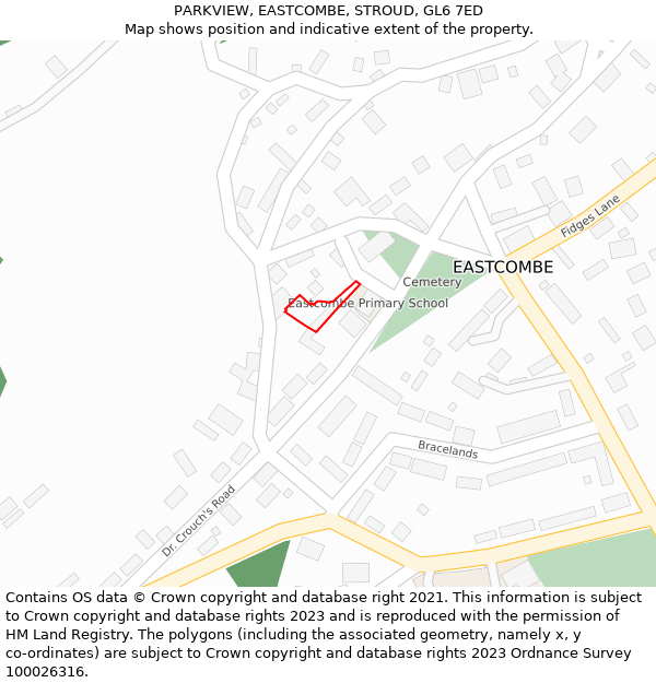 PARKVIEW, EASTCOMBE, STROUD, GL6 7ED: Location map and indicative extent of plot