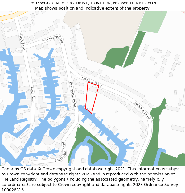 PARKWOOD, MEADOW DRIVE, HOVETON, NORWICH, NR12 8UN: Location map and indicative extent of plot