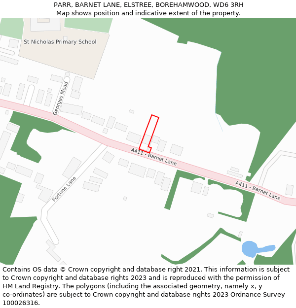 PARR, BARNET LANE, ELSTREE, BOREHAMWOOD, WD6 3RH: Location map and indicative extent of plot