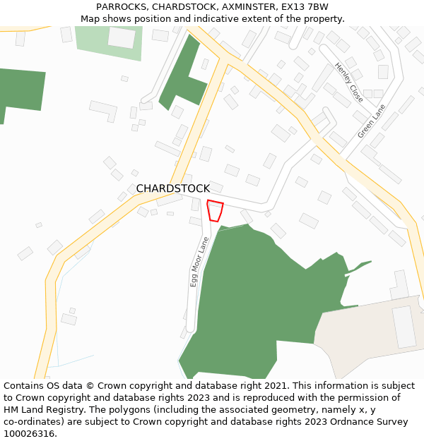 PARROCKS, CHARDSTOCK, AXMINSTER, EX13 7BW: Location map and indicative extent of plot