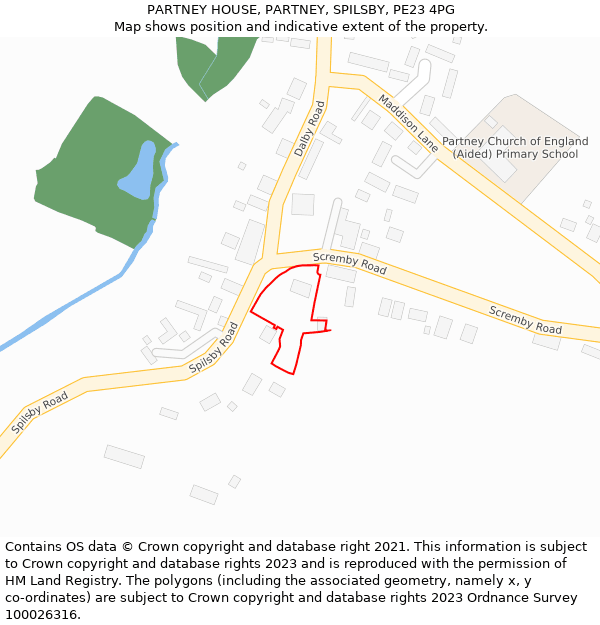 PARTNEY HOUSE, PARTNEY, SPILSBY, PE23 4PG: Location map and indicative extent of plot