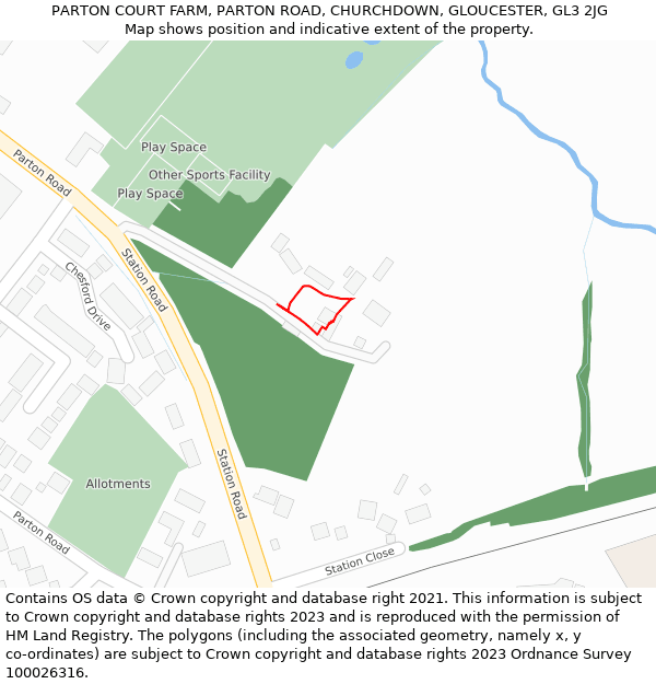 PARTON COURT FARM, PARTON ROAD, CHURCHDOWN, GLOUCESTER, GL3 2JG: Location map and indicative extent of plot