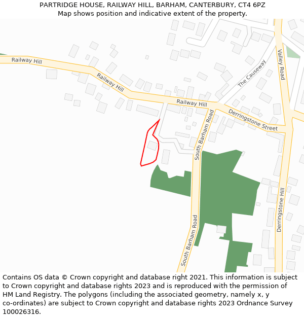 PARTRIDGE HOUSE, RAILWAY HILL, BARHAM, CANTERBURY, CT4 6PZ: Location map and indicative extent of plot