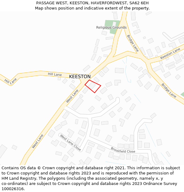 PASSAGE WEST, KEESTON, HAVERFORDWEST, SA62 6EH: Location map and indicative extent of plot