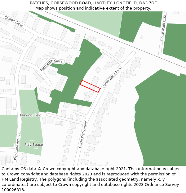 PATCHES, GORSEWOOD ROAD, HARTLEY, LONGFIELD, DA3 7DE: Location map and indicative extent of plot