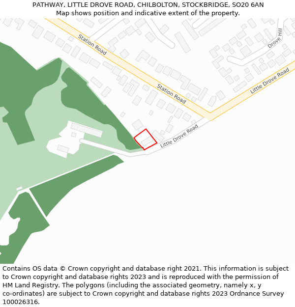 PATHWAY, LITTLE DROVE ROAD, CHILBOLTON, STOCKBRIDGE, SO20 6AN: Location map and indicative extent of plot