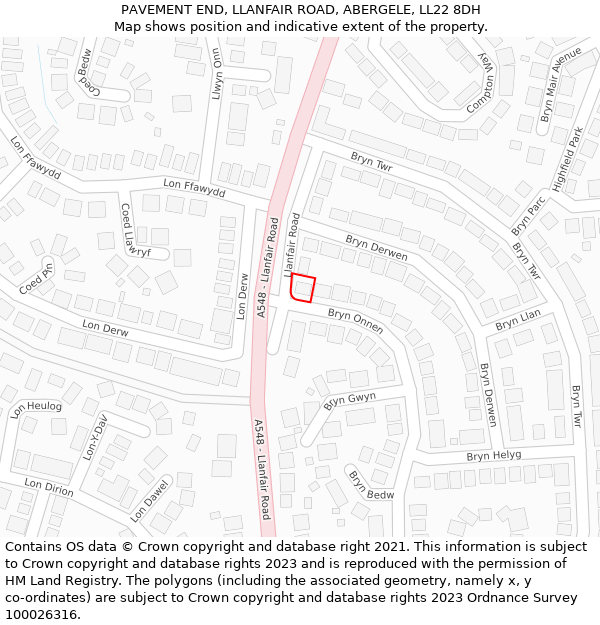 PAVEMENT END, LLANFAIR ROAD, ABERGELE, LL22 8DH: Location map and indicative extent of plot