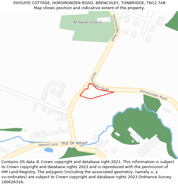 PAYGATE COTTAGE, HORSMONDEN ROAD, BRENCHLEY, TONBRIDGE, TN12 7AB: Location map and indicative extent of plot