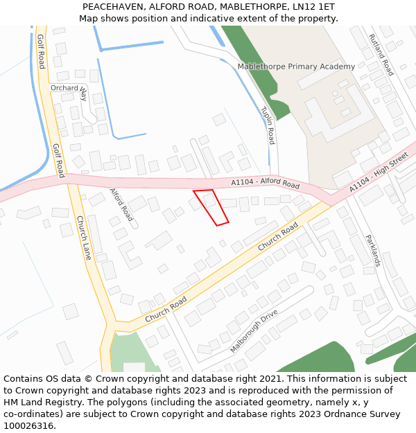 PEACEHAVEN, ALFORD ROAD, MABLETHORPE, LN12 1ET: Location map and indicative extent of plot